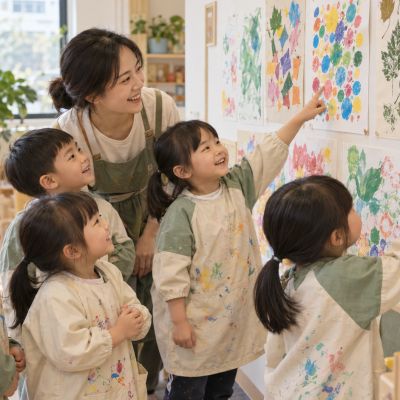 孩子們分享自己的作品，為這場藝術日畫上溫暖句點。