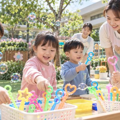 挑選喜歡的泡泡棒，今天要吹出什麼樣的泡泡呢？