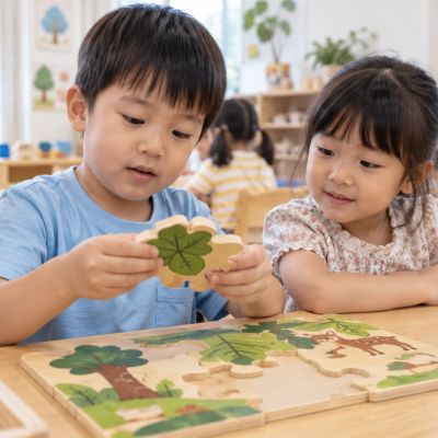 試著把拼圖片轉個方向，觀察它和空缺的形狀。