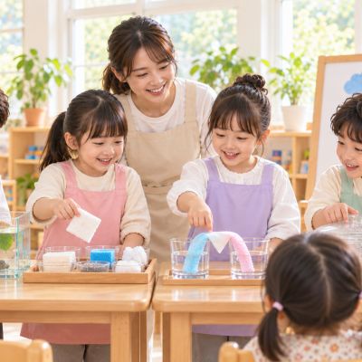 換我們當小小解說員：把材料和結果整理成展示桌，向同伴說明自己的發現。