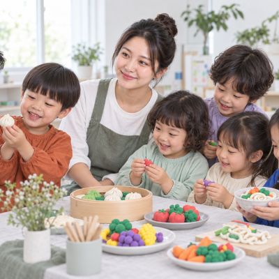 邀請家人來小餐桌：孩子帶家人欣賞作品，為想像料理的一天畫下句點。