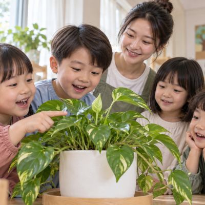 葉子慢慢挺起來：幾天後葉片恢復，孩子欣喜地發現變化。