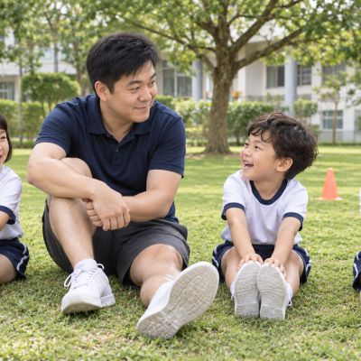 坐下來聊聊：活動後大家伸展雙腿，分享剛才的經驗。