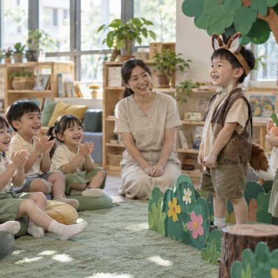 台下的小觀眾認真看完演出，給小演員們熱烈掌聲。