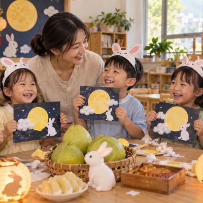 月亮、玉兔、燈籠與柚子，拼成孩子們難忘的中秋回憶。